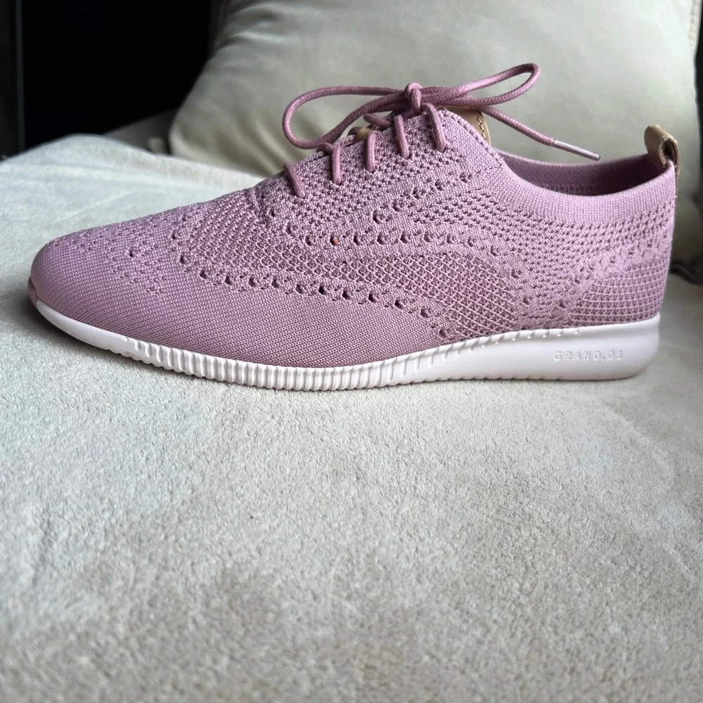 Cole Haan Rose Pink‎ Knit Lace Up Sneakers Women 9.5 B Athleisure Comfort Preppy